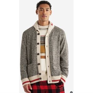 ROOTS CABIN Shawl Cardigan in Cotton Blend Grey Oat Mix - M